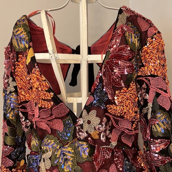 Anthropologie Floral Sequin Mini Dress - Multicolor - Picture 6 of 7